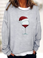 Christmas Print Sweatshirt Long Sleeve Crew Neck Women's Casual