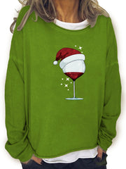 Christmas Print Sweatshirt Long Sleeve Crew Neck Women's Casual