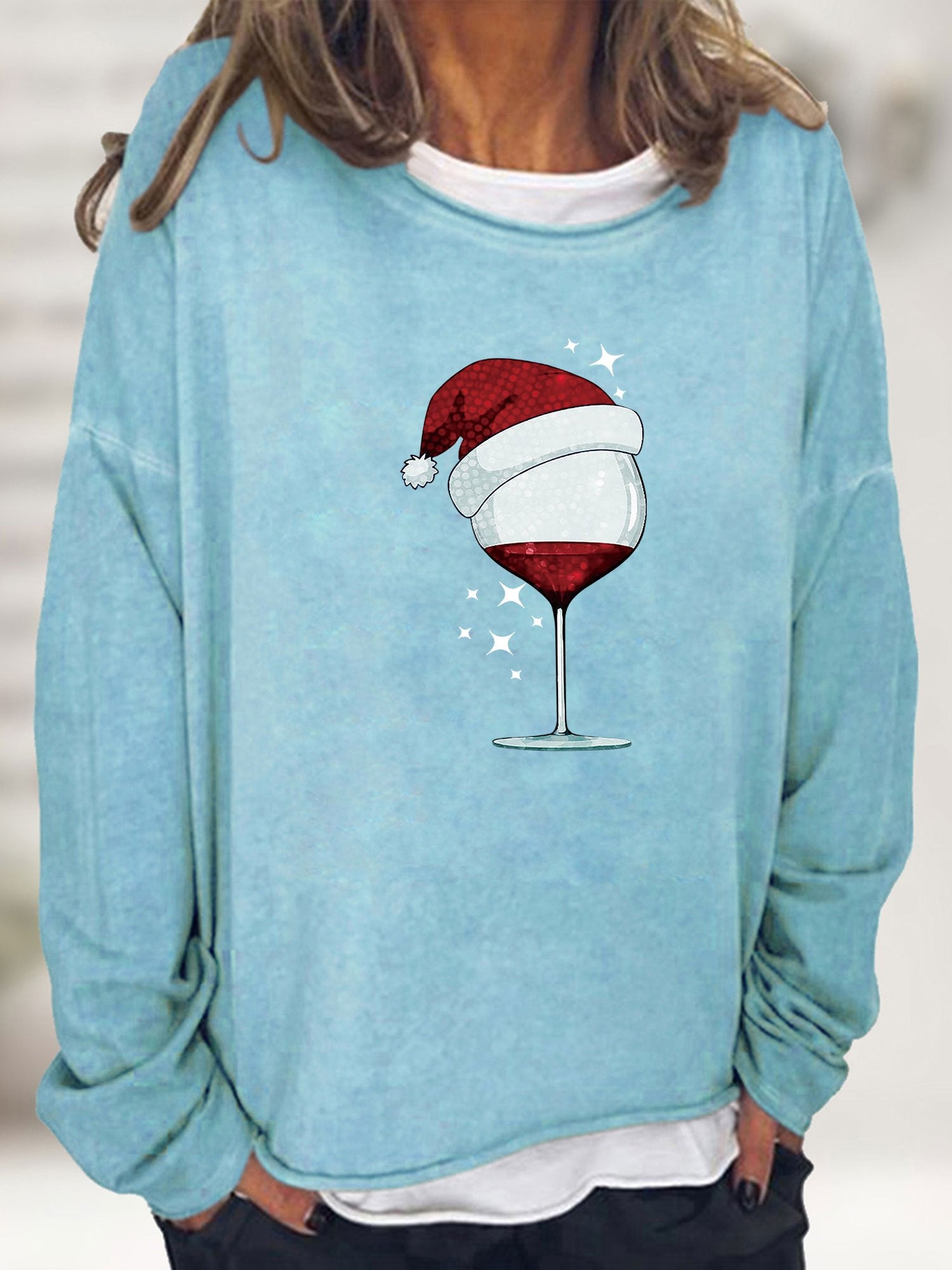 Christmas Print Sweatshirt Long Sleeve Crew Neck Women's Casual