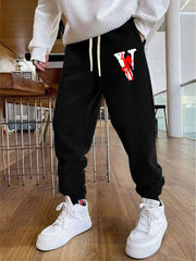 Men's V Print Joggers Stretch Waist Sweatpants