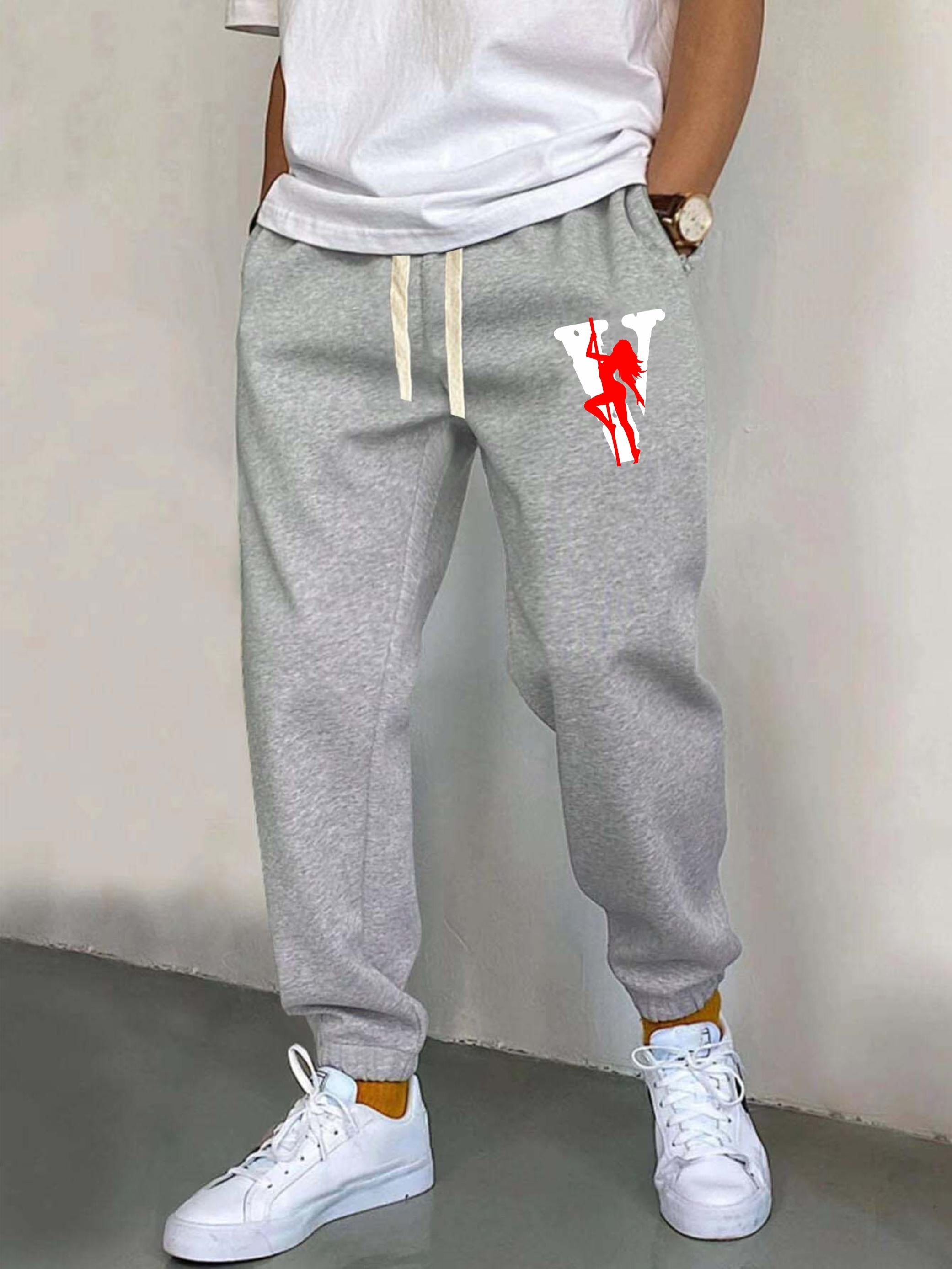 Men's V Print Joggers Stretch Waist Sweatpants