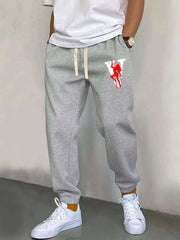 Men's V Print Joggers Stretch Waist Sweatpants