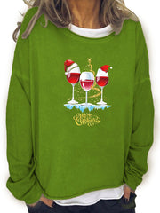 Christmas Print Sweatshirt Crew Neck Long Sleeve Casual