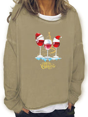 Christmas Print Sweatshirt Crew Neck Long Sleeve Casual