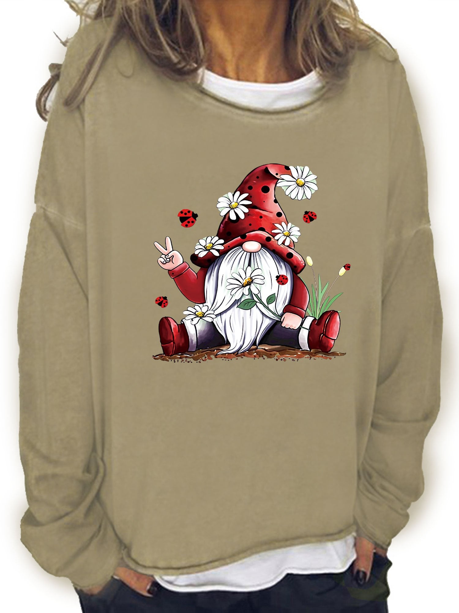 Christmas Santa Claus Print Sweatshirt Casual Long Sleeve
