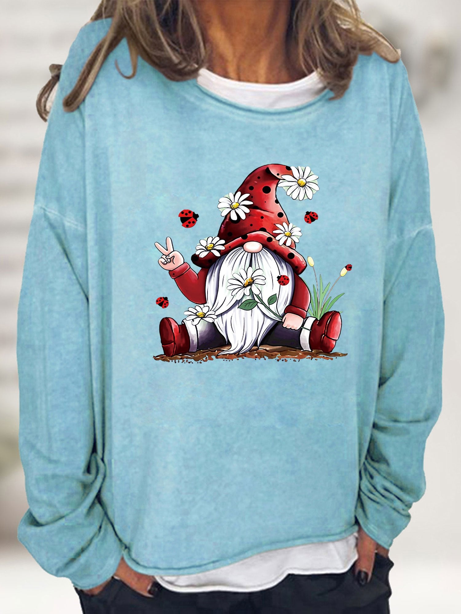 Christmas Santa Claus Print Sweatshirt Casual Long Sleeve