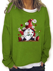 Christmas Santa Claus Print Sweatshirt Casual Long Sleeve