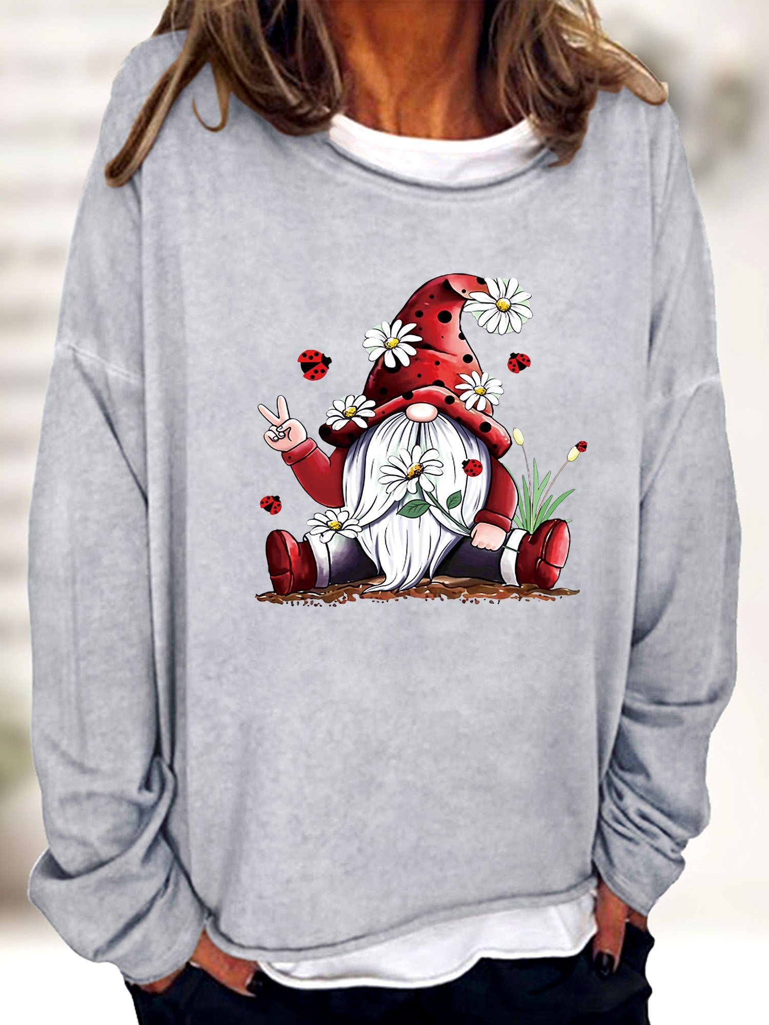 Christmas Santa Claus Print Sweatshirt Casual Long Sleeve