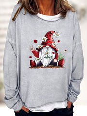Christmas Santa Claus Print Sweatshirt Casual Long Sleeve