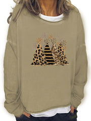 Christmas Tree Print Sweatshirt Crew Neck Women's Clothing