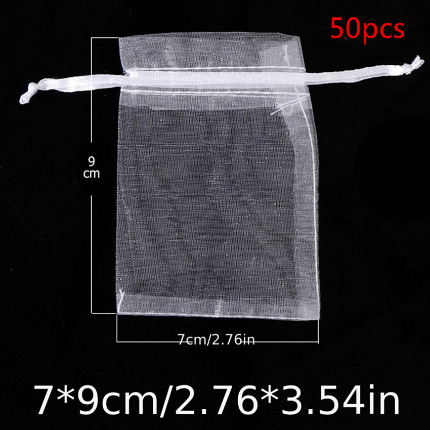 50pcs Organza Drawstring Storage Bag Jewelry Wedding Birthday Gift Decoration
