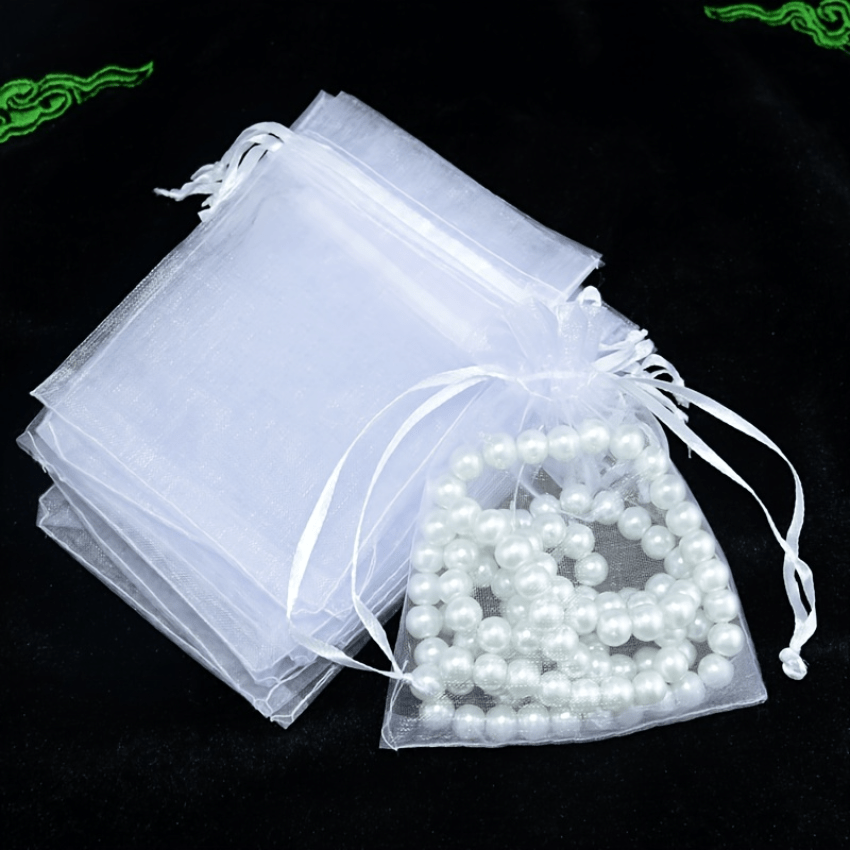 50pcs Organza Drawstring Storage Bag Jewelry Wedding Birthday Gift Decoration