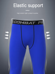 Men's Solid Bottom Leggings Quick Drying Sports Compression Pants