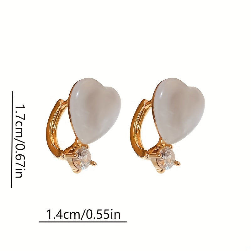 Heart Moonstone Zircon Stud Earrings, Perfect Gift for Girls