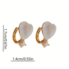 Heart Moonstone Zircon Stud Earrings, Perfect Gift for Girls