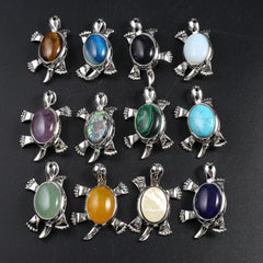 1pc Natural Stone Pendant Tortoise Crystal Charms DIY Necklace Accessories