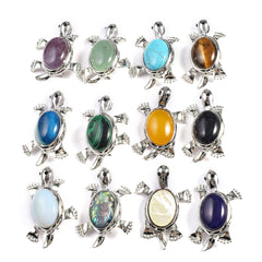 1pc Natural Stone Pendant Tortoise Crystal Charms DIY Necklace Accessories
