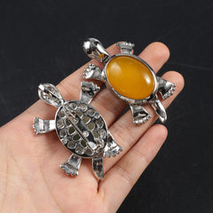 1pc Natural Stone Pendant Tortoise Crystal Charms DIY Necklace Accessories