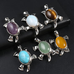 1pc Natural Stone Pendant Tortoise Crystal Charms DIY Necklace Accessories