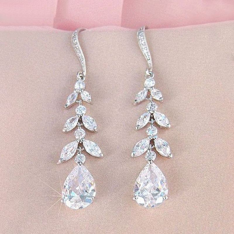 Sparkling Rhinestone Decor Hook Earrings for Girls