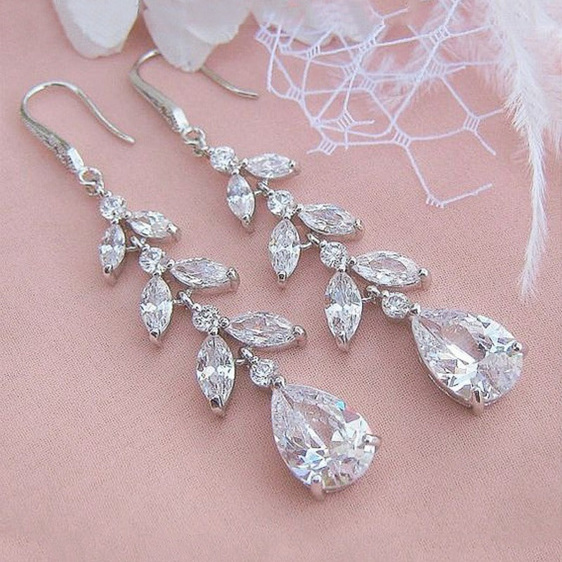 Sparkling Rhinestone Decor Hook Earrings for Girls