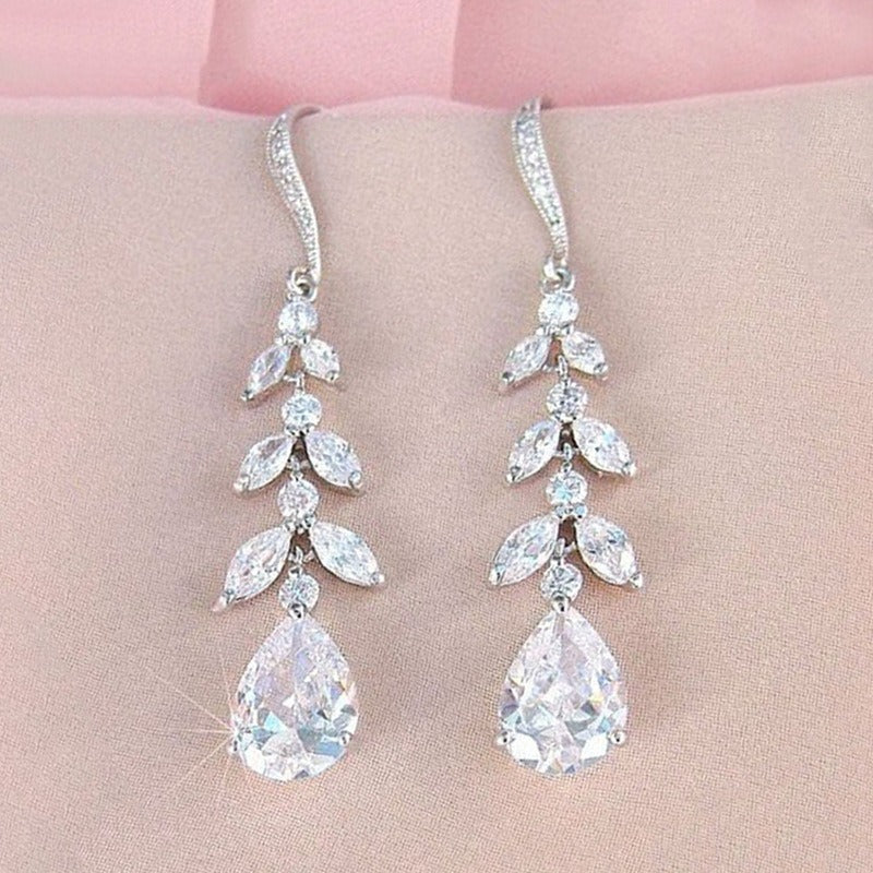 Sparkling Rhinestone Decor Hook Earrings for Girls