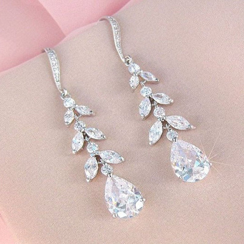 Sparkling Rhinestone Decor Hook Earrings for Girls