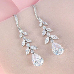 Sparkling Rhinestone Decor Hook Earrings for Girls