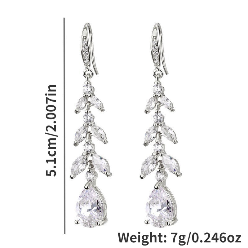 Sparkling Rhinestone Decor Hook Earrings for Girls