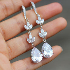 Sparkling Rhinestone Decor Hook Earrings for Girls
