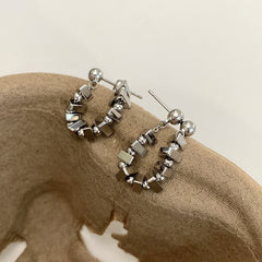 Round Bead Circle Stud Earrings Daily Decoration Accessories