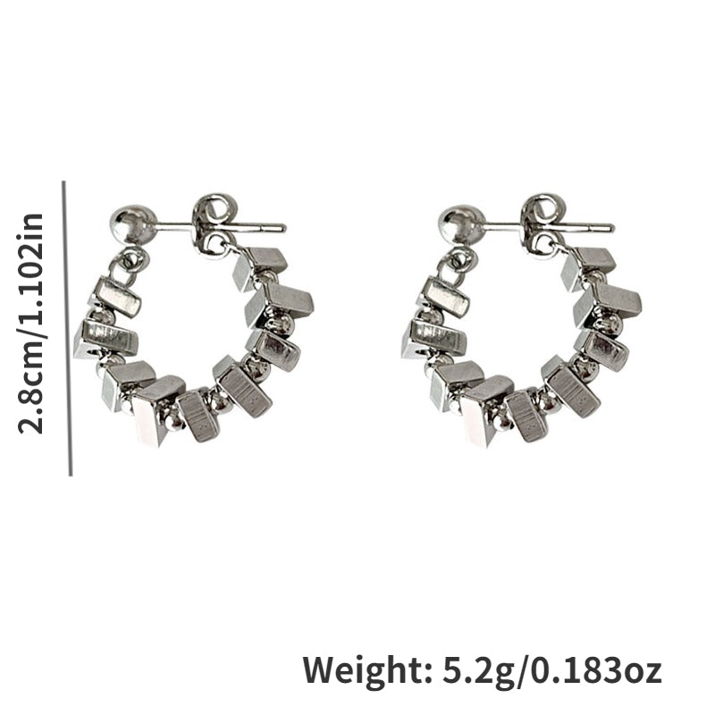 Round Bead Circle Stud Earrings Daily Decoration Accessories