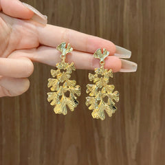 Ginkgo Leaf Golden Stud Earrings Daily Decoration Accessories