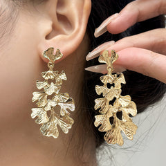 Ginkgo Leaf Golden Stud Earrings Daily Decoration Accessories