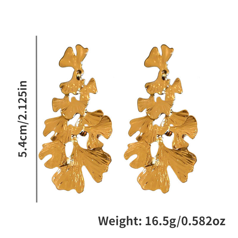 Ginkgo Leaf Golden Stud Earrings Daily Decoration Accessories