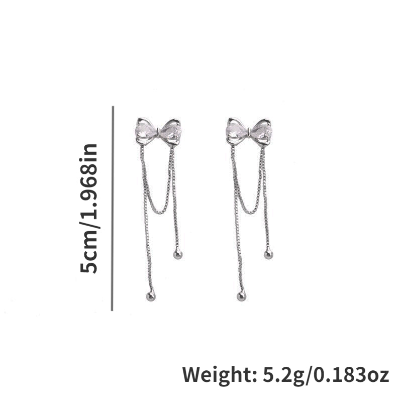 Bowknot Tassel Stud Earrings Daily Decoration Accessories Gift For Girls