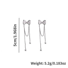 Bowknot Tassel Stud Earrings Daily Decoration Accessories Gift For Girls