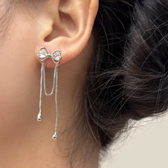 Bowknot Tassel Stud Earrings Daily Decoration Accessories Gift For Girls