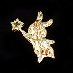 Mother of pearl Rabbit Brooch Picking Stars Corsage Suit Jacket Jewelry