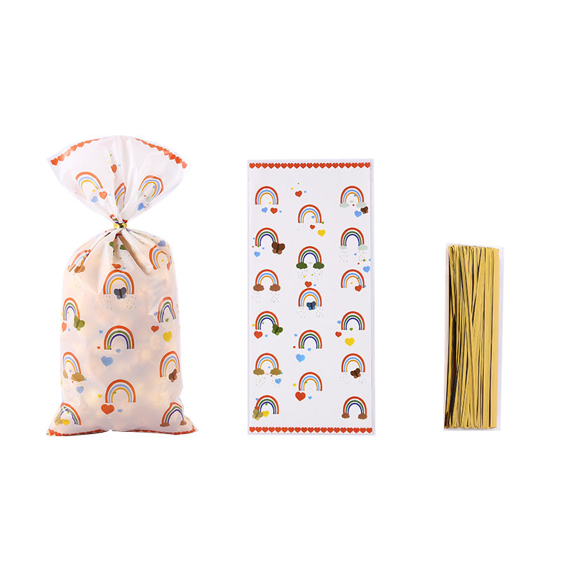 Rainbow Candy Bag Cookie Baking Packaging Bag 100pcs