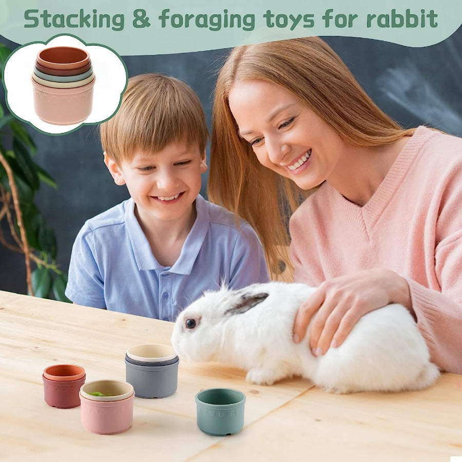 8 Pcs Colorful Stacking Cups for Rabbits, Reusable Bunny Toys
