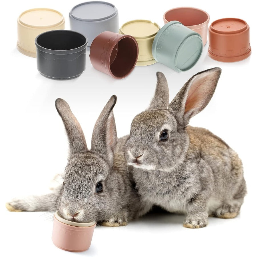 8 Pcs Colorful Stacking Cups for Rabbits, Reusable Bunny Toys