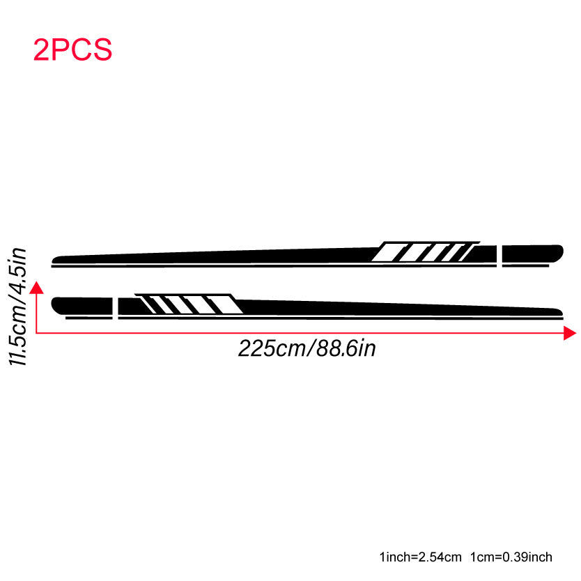 2pcs Long Stripe Decal Car Stickers Racing Auto Side Body Waterproof Vinyl Decal