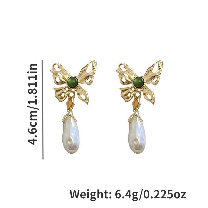 Faux Pearl Drop Butterfly Stud Earrings Party Accessories Gift
