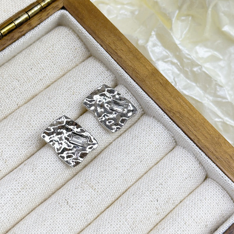 Sparkling Textured Stud Earrings for Daily Decoration