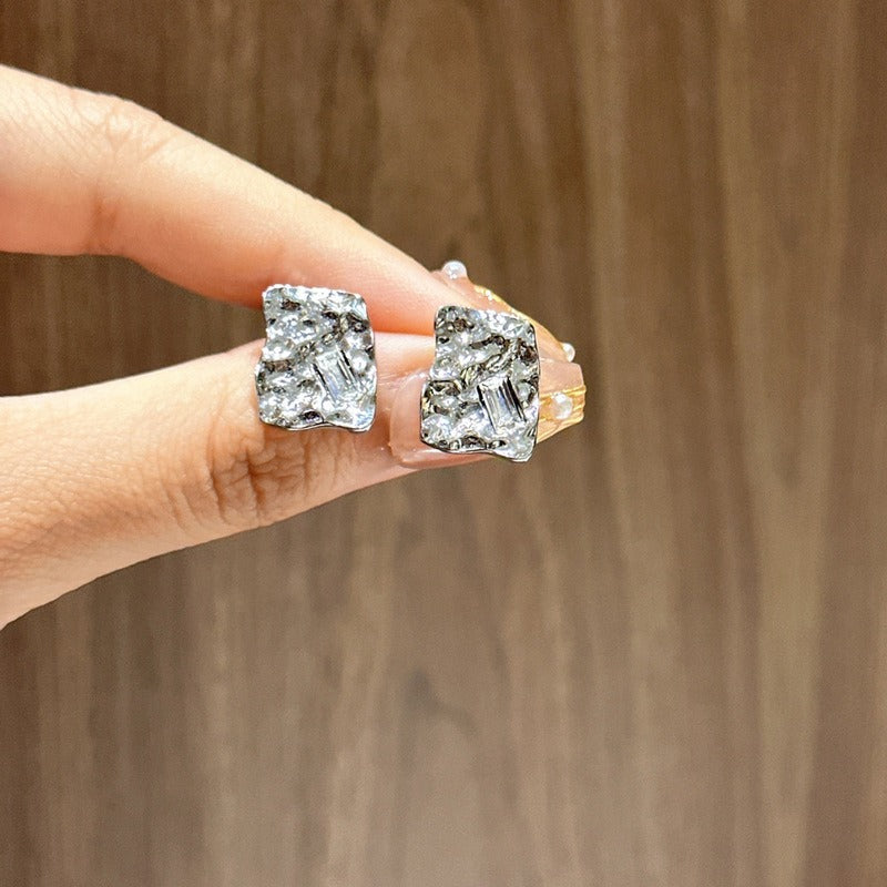 Sparkling Textured Stud Earrings for Daily Decoration