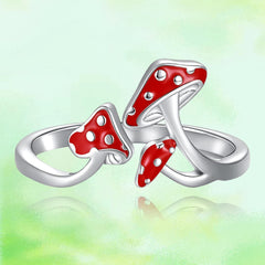 Red Mushroom Open Adjustable Ring For Girls Birthday Gift