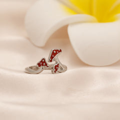 Red Mushroom Open Adjustable Ring For Girls Birthday Gift