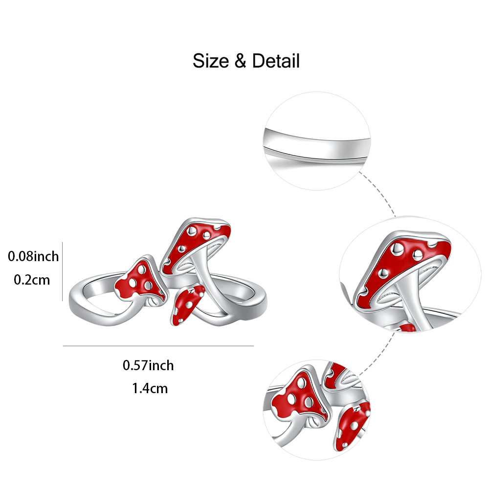Red Mushroom Open Adjustable Ring For Girls Birthday Gift
