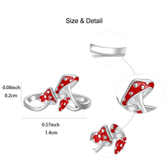 Red Mushroom Open Adjustable Ring For Girls Birthday Gift